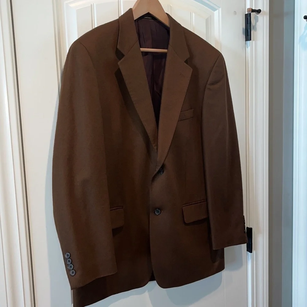 100% cashmere dark camel brown sports coat blazer 41 Reg work office